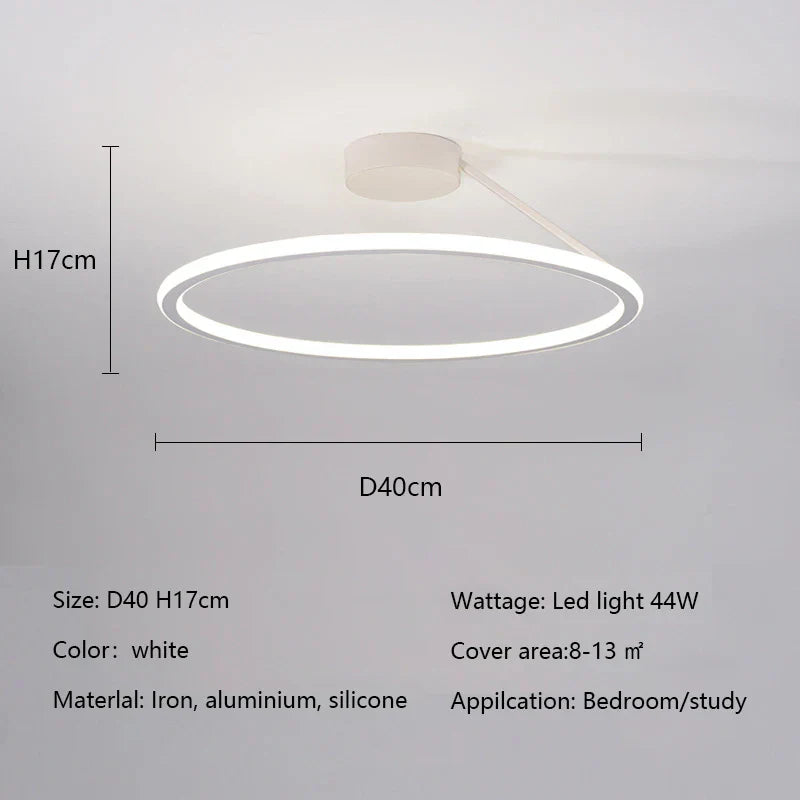 Modern Round LED Ceiling Chandelier Aluminum Dimmable Bedroom Light