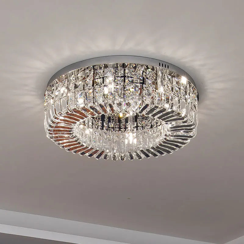 Nordic Gold Chrome Crystal Ceiling Chandelier for Living Room & Bedroom