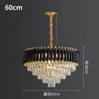 Modern Metal LED Chandelier with K9 Crystal - Luxury Dining Room Pendant Light
