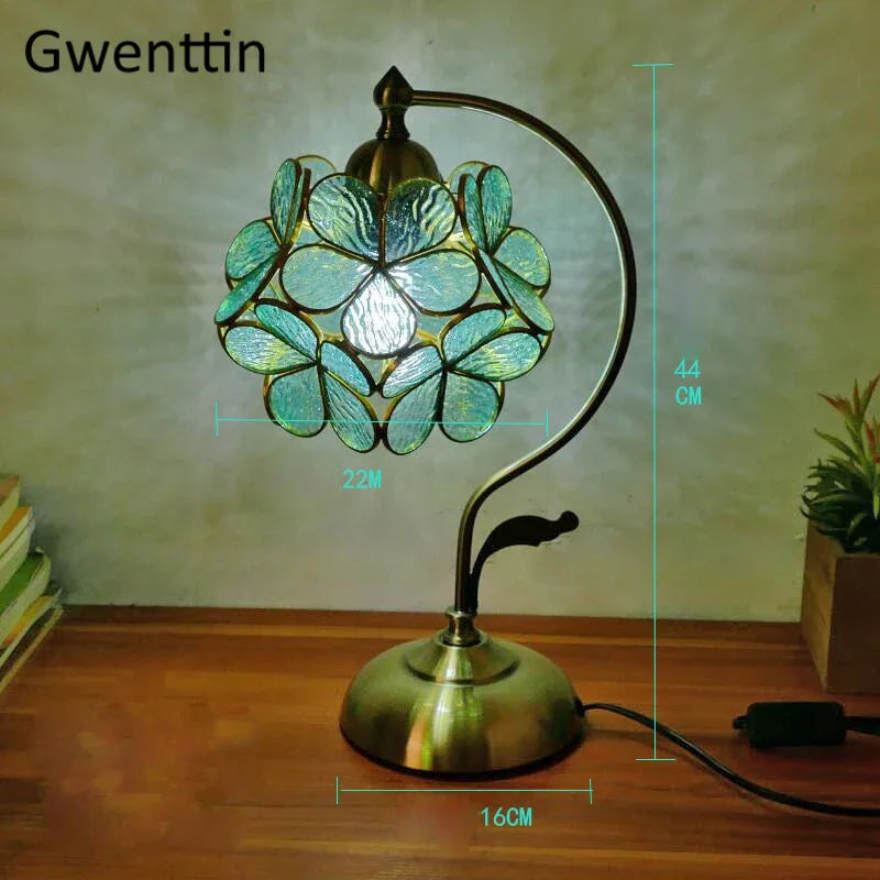 Stained Glass Tiffany Bedside Table Lamp for Home Bedroom Decor