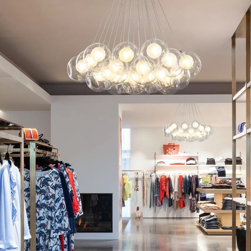 Glass Ball Bubble Chandelier: Nordic Modern Pendant Light for Living Room, Bedroom, Dining Table