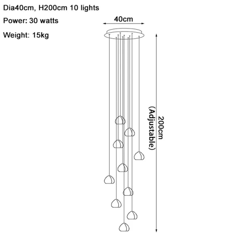 Crystal Water Droplet Chandelier: Modern LED Staircase Pendant Light - Luxury Ball Hanging Lamp