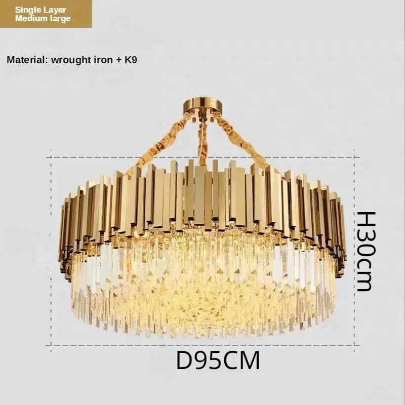 Crystal Ceiling Chandelier: Luxury Round LED Light for Living Room, Artistic Home Decor