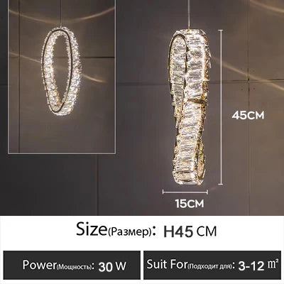 LED Crystal Chandelier for Bedroom Living Room Luxury Ceiling Light