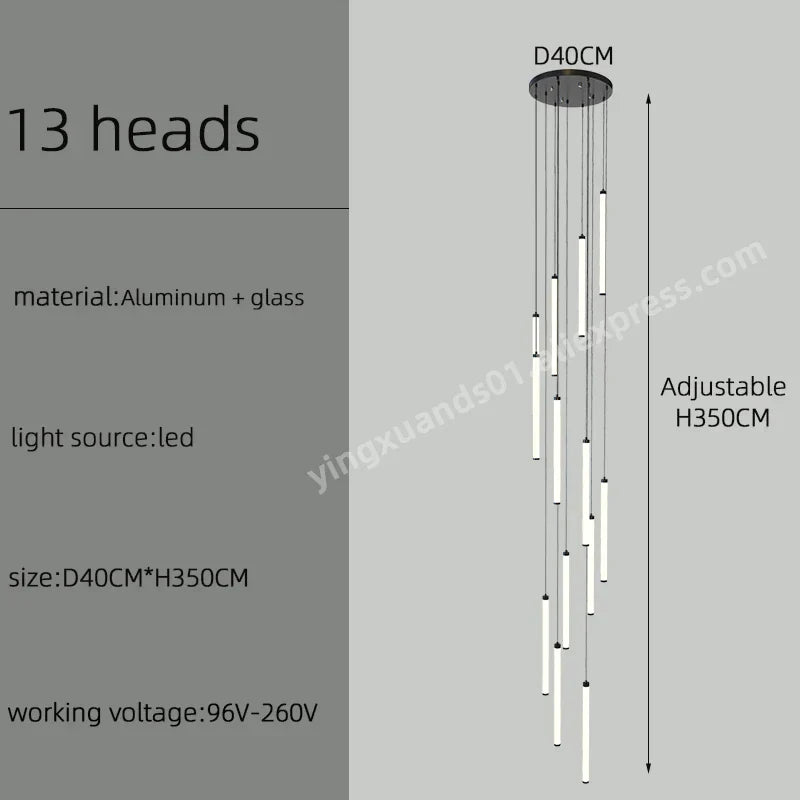 LED Staircase Chandelier for Home Hotel Hall Lighting
