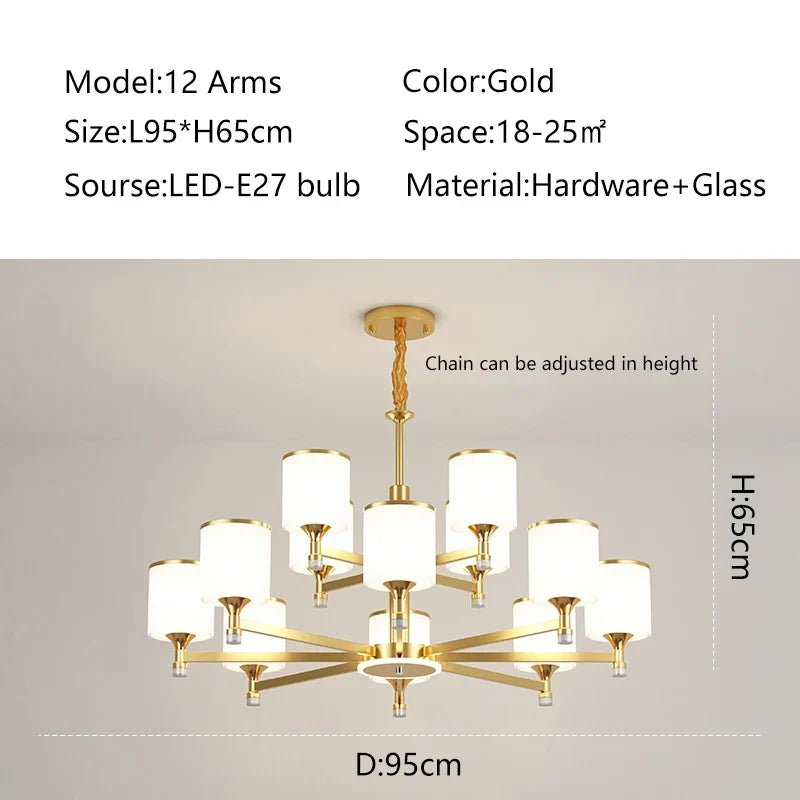 Glass Chandelier: Nordic Modern LED Hanging Light for Living Room and Bedroom