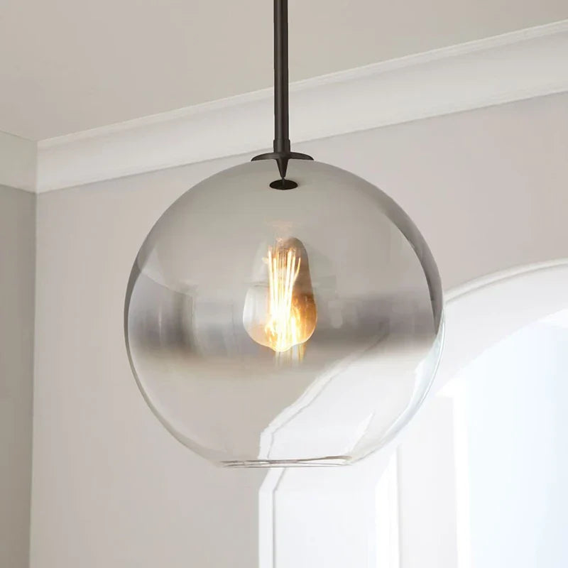 Gradient Glass Chandelier: Modern Nordic Living Room Lighting for Bedroom or Restaurant