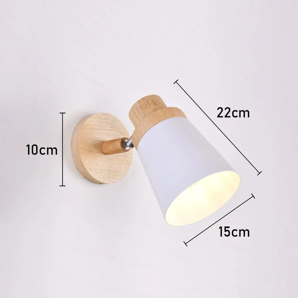 Wooden Wall Light Bedside Lamp Shade Modern Nordic E27 LED Sconce Living Room Lighting