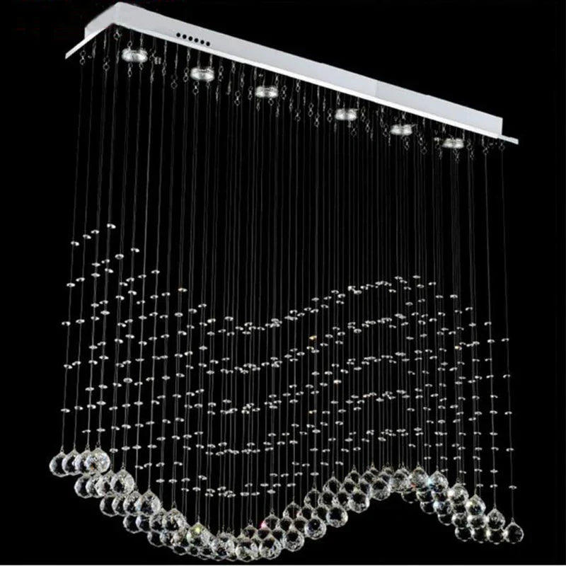 Crystal Pendant Lights: Modern Luxury Rectangle Hanging Lamps for Home Indoor Decor