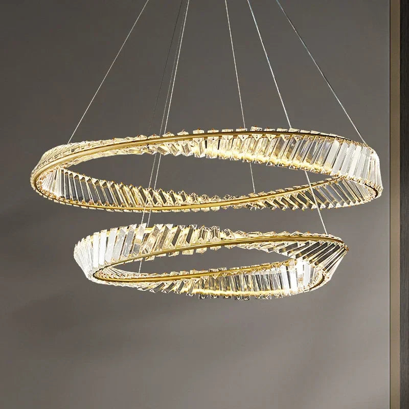 Gold LED Crystal Pendant Chandelier for Luxury Living Dining Room LightingDécor