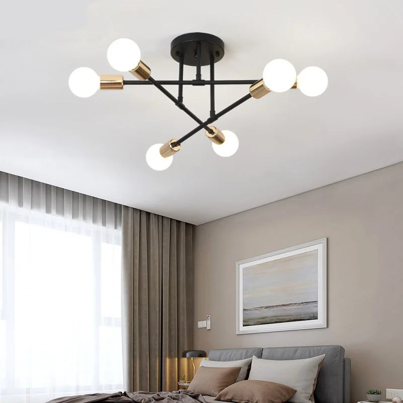 Nordic Modern Iron Art Golden Ceiling Lamps LED Chandeliers
