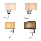 Fabric Shade Wall Light with LED Reading Lamp and Dual Switches