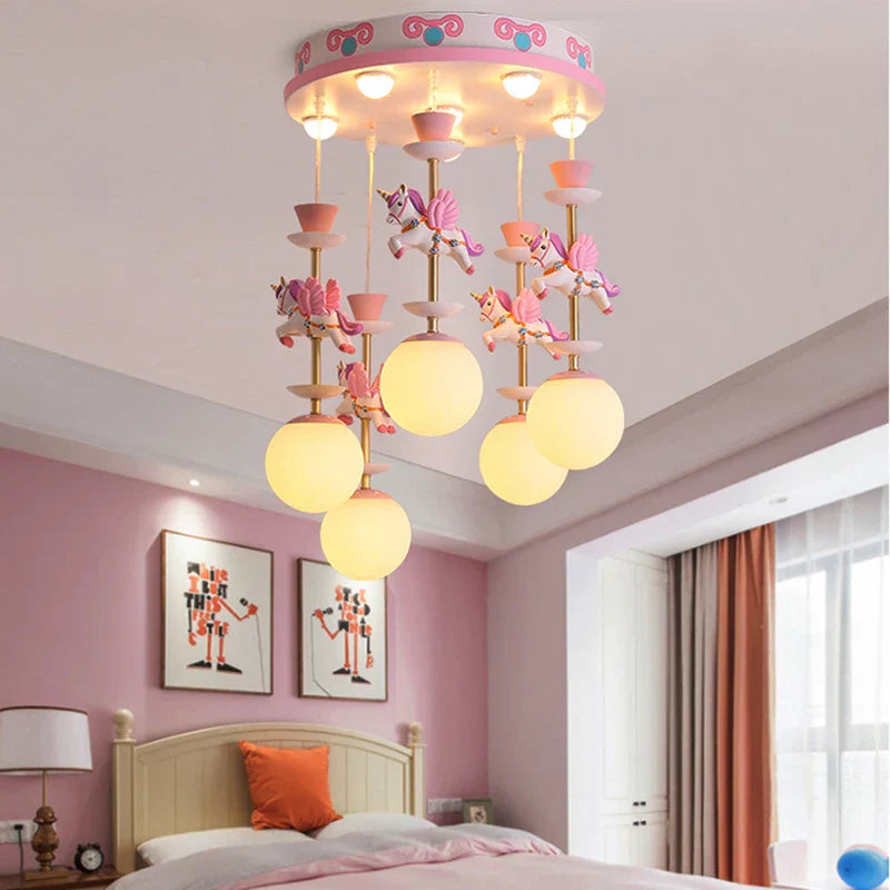 Kids Ceiling Chandelier: Modern LED Pendant Light for Girls' Bedroom Decor