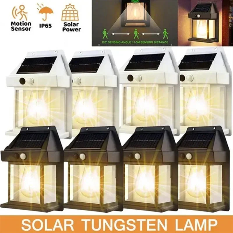 Solar Tungsten Filament Wall Lamp - Waterproof Garden Light