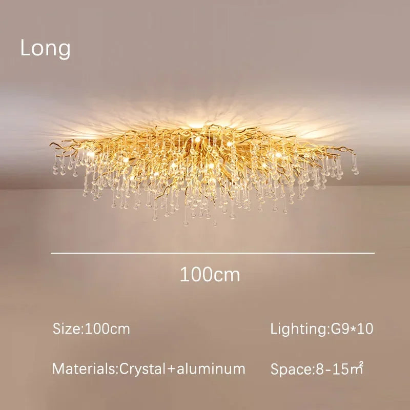 Gloss Light Luxury Crystal Ceiling Chandelier for Living Room & Dining Room