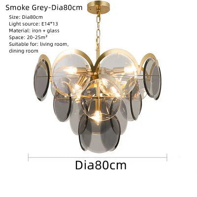 Smoke Grey Glass Ceiling Chandelier - Nordic Modern Indoor Style Lighting