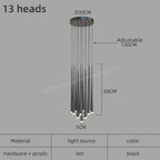 LED Conical Staircase Chandelier Pendant - Modern Duplex Loft Hanging Lights