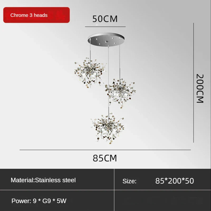 Leaf Sequin Ceiling Chandelier for Modern Living Room, Restaurant, Bar, and Shop Window