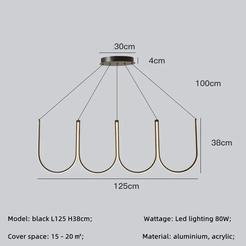 Modern Black Aluminium LED Pendant Chandelier for Foyer, Adjustable Lighting Solution