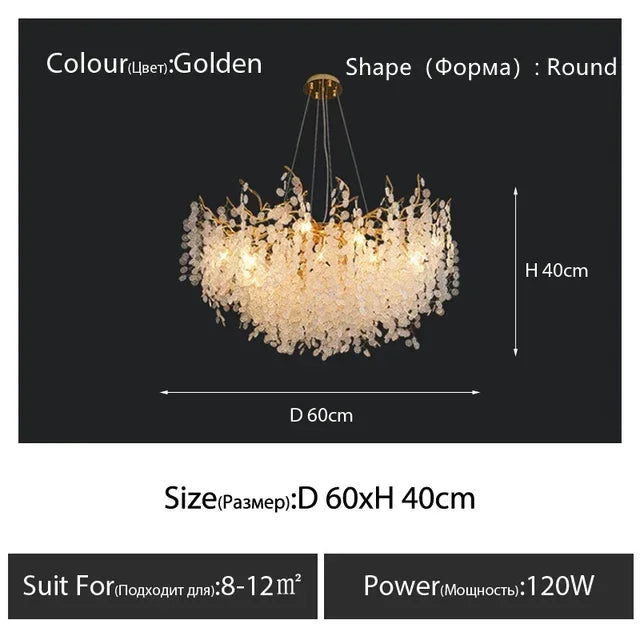 Gold Chandelier Glass Pendant Lamp for Home Decor - Modern Luxury Lighting