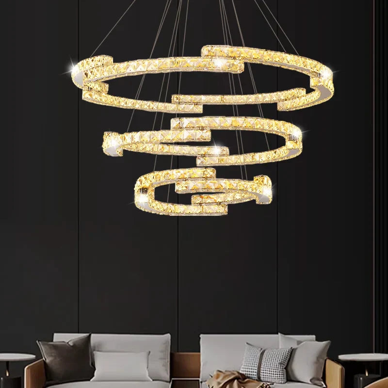 Circular Crystal Pendant Light Chandelier for Living Room
