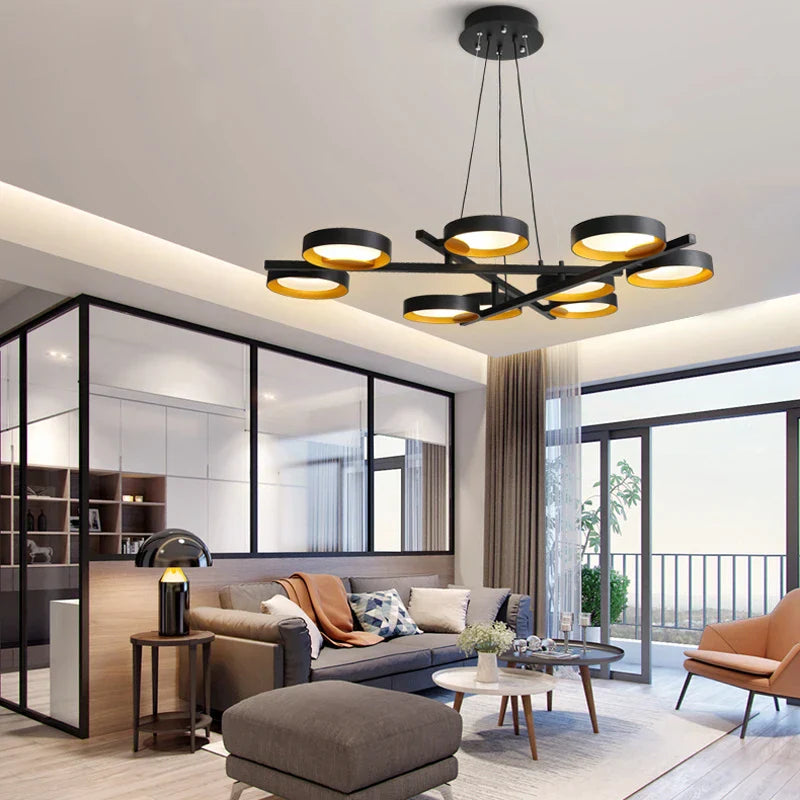 Metal Acrylic Modern Pendant Chandelier LED Light for Living Room Wall Decor