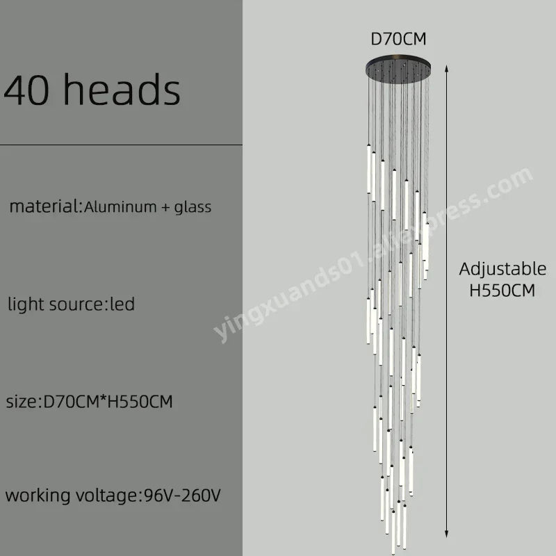 LED Staircase Chandelier for Home Hotel Hall Lighting