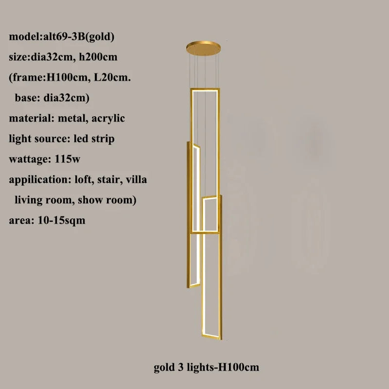 Modern LED Aluminum Pendant Chandelier for Living Room Staircase LOFT