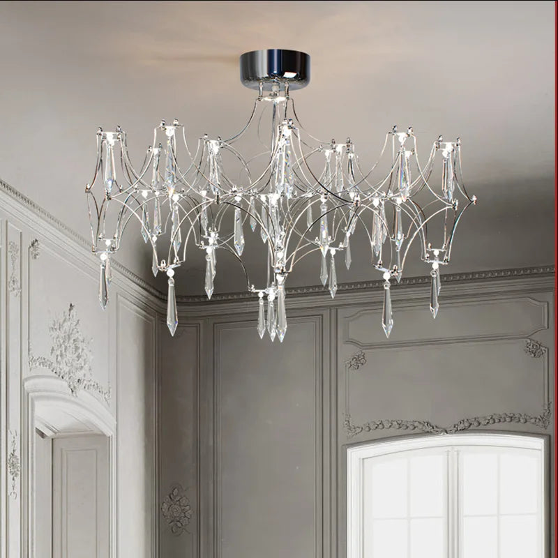 Starry Crystal Chandelier: Modern Luxury LED Firefly Ceiling Chandelier for Villa Living Room