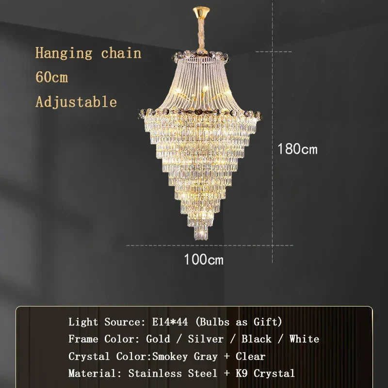 Modern Crystal Chandeliers for Luxury Living Room Staircase Lighting