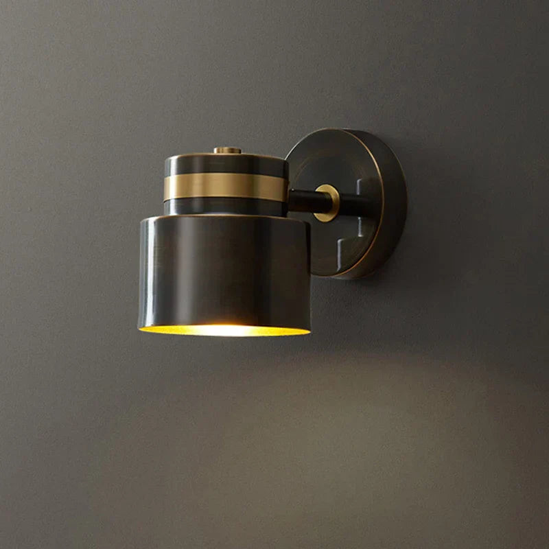 Nordic Brass Wall Lamp with Switch, Modern Minimalist Indoor LED Wall Light
