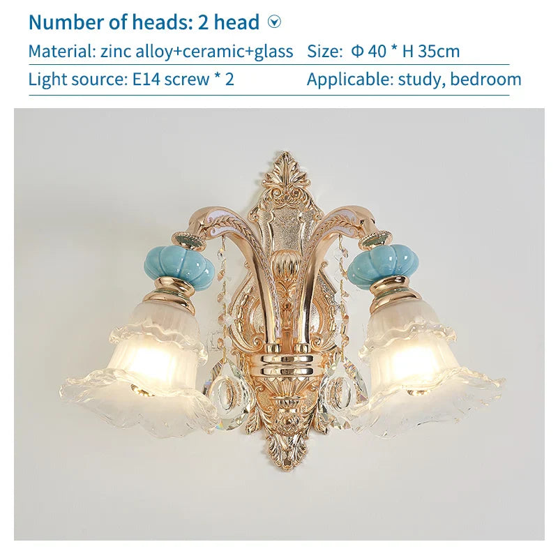 Duplex Ceramic Crystal Pendant Lamp for Modern European Style Living Room