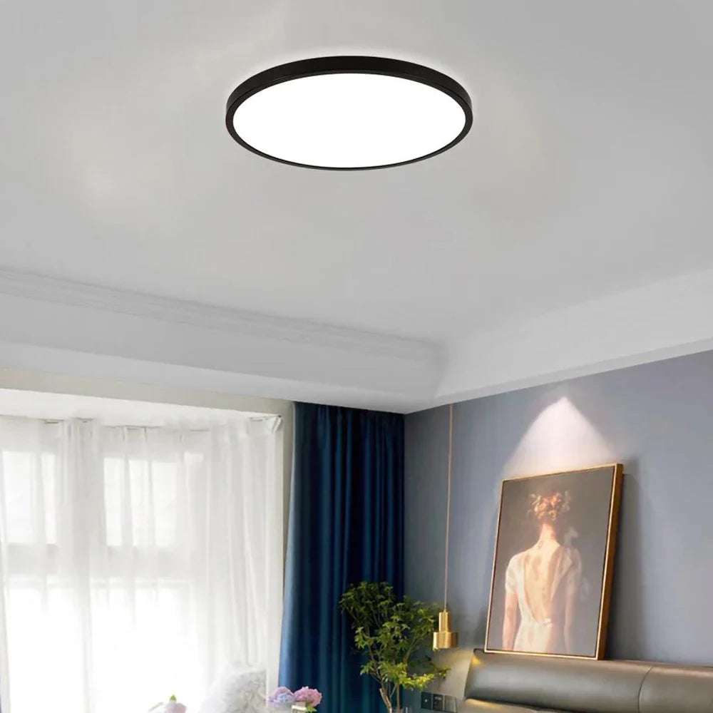 Wood LED Ceiling Lamp: Modern Nordic Round Light Fixture for Living Room & Bedroom