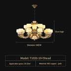 Chinese Jade Chandelier: Elegant All-Copper Lighting for Living Room, Bedroom, Dining Hall