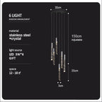 Luxury Crystal Column LED Chandelier Pendant for Staircase Home Decor