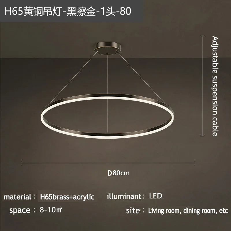 Nordic Circular Chandelier Hanging Pendant Light for Living Room and Dining Room