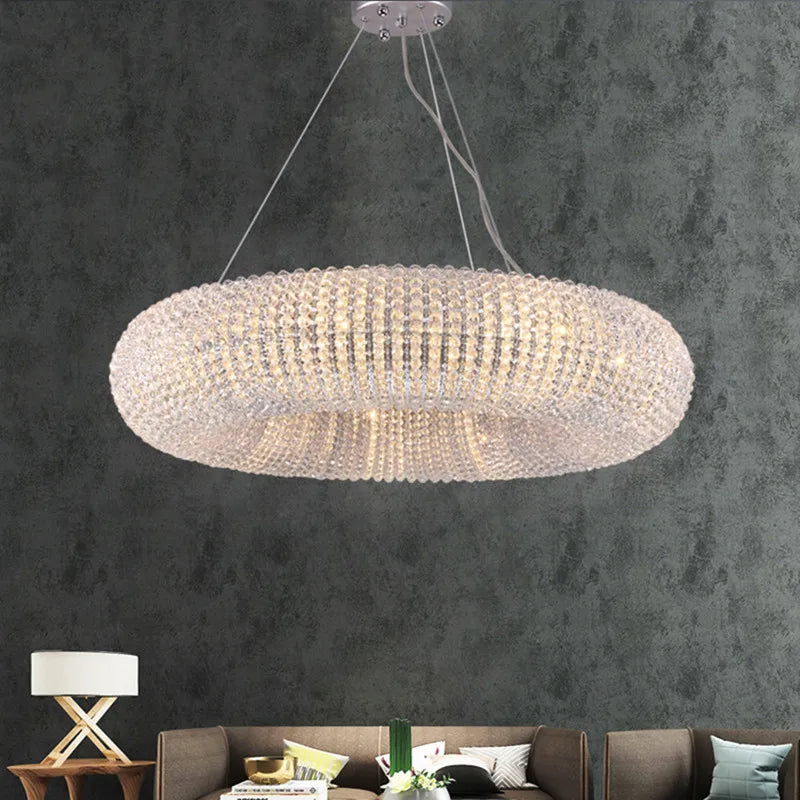 Crystal Loft Chandelier: Modern Luxury LED Pendant Light for Living Room Decor