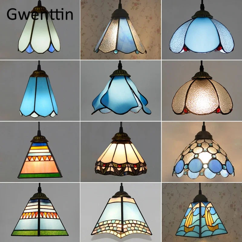 Tiffany Pendant Lights: Stained Glass Hanging Lamp for Mediterranean Loft Home Decor