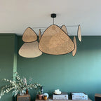 Wicker Bamboo Leaf Grid Chandelier: Modern Ceiling Lighting for Kitchen & Dining Room