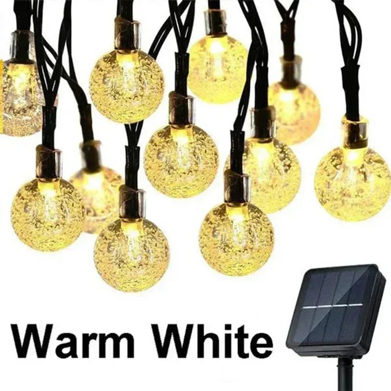 Crystal Fairy Solar String Lights: 8 Modes Waterproof Outdoor Patio Decor.