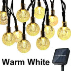 Crystal Solar String Lights - 8 Modes Waterproof Patio Fairy Light for Outdoor Party and Garden Decor