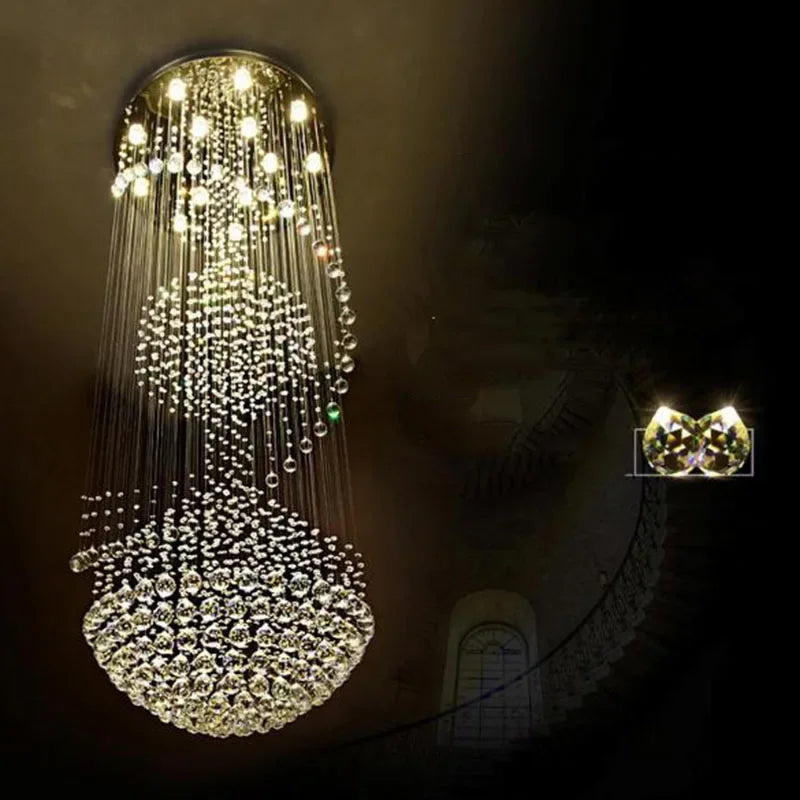 Spiral Crystal Chandelier by - Rain Drop Luxury Flush Mount Ceiling Light