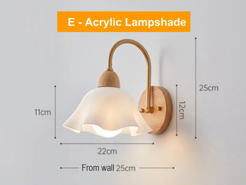 Wood Wall Lamp: Nordic Japanese LED Sconce for Bedroom & Living Room, Vintage Home Decor