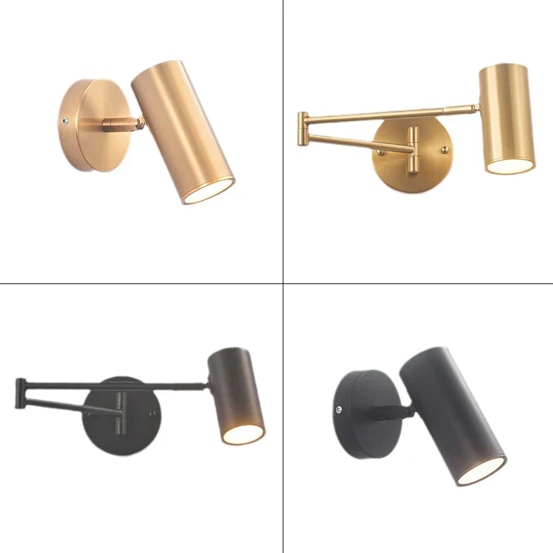 Swing Arm Wall Sconce with LED Reading Light for Bedroom and Living Room