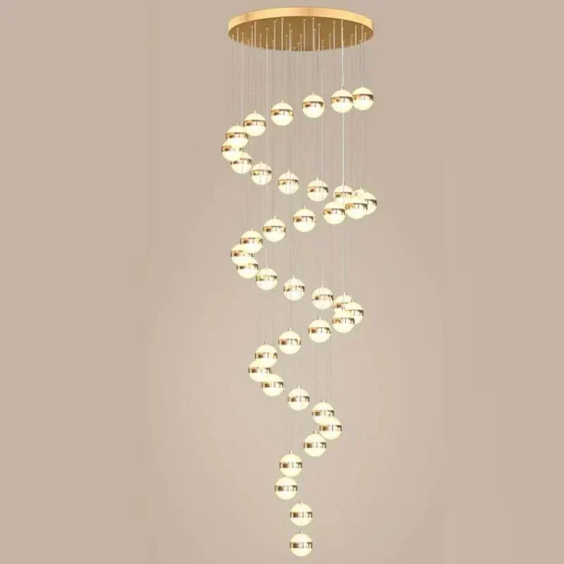 Gold Acrylic Chandelier - Modern Staircase LED Lighting