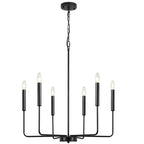 Modern Black Chandelier 6-Light Candle Pendant Light for Dining Room and Kitchen