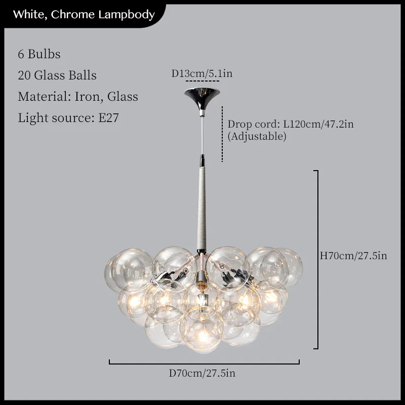 Glass Balls Ceiling Pendant Lights Minimalist Living Room Chandelier Shop Bar Decor