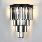 Crystal Gold Black LED Chandelier - Multi-Storey Modern Round Pendant Lamp
