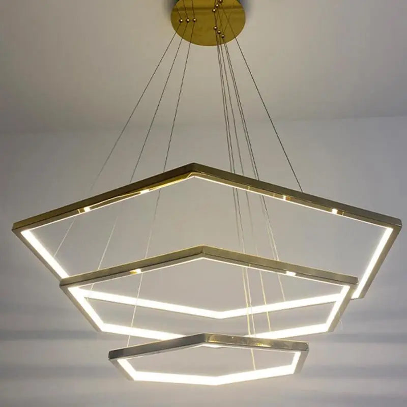 Modern Luxury Hexagon LED Pendant Chandelier for Living Room and Bedroom