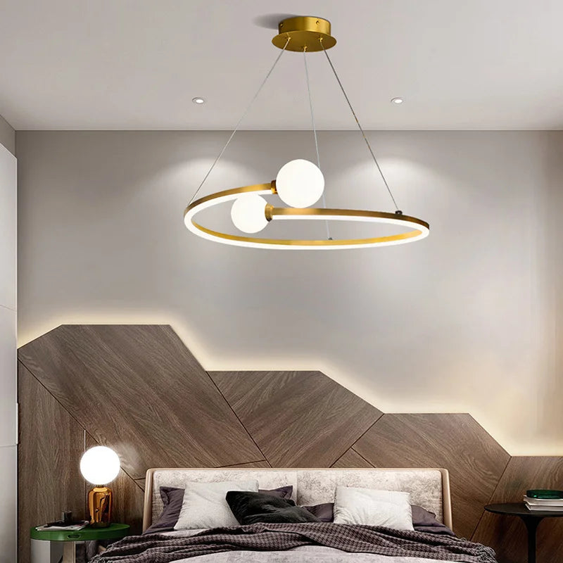 Gold Nordic Ring LED Ceiling Chandelier for Dining Room Pendant Lighting